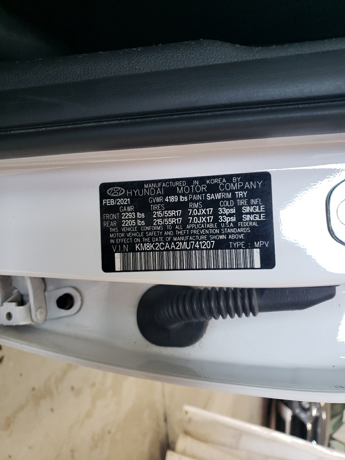 KM8K2CAA2MU741207 2021 Hyundai Kona Sel