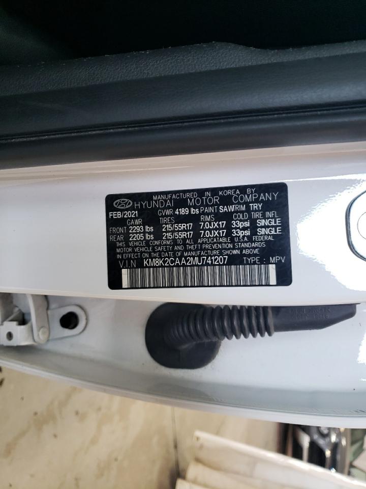 2021 Hyundai Kona Sel VIN: KM8K2CAA2MU741207 Lot: 64950174