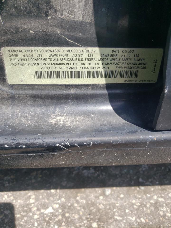 2007 Volkswagen Jetta Wolfsburg VIN: 3VWEF71K47M175790 Lot: 64522954