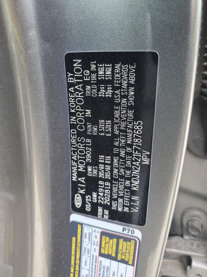 2015 Kia Soul VIN: KNDJN2A21F7187685 Lot: 61932704