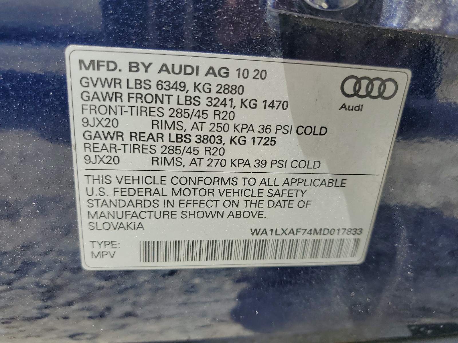 WA1LXAF74MD017833 2021 Audi Q7 Premium Plus