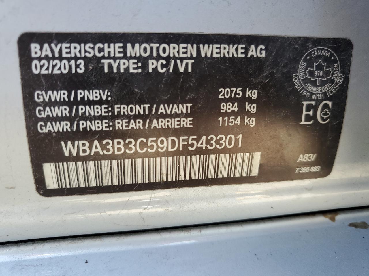 WBA3B3C59DF543301 2013 BMW 328 Xi