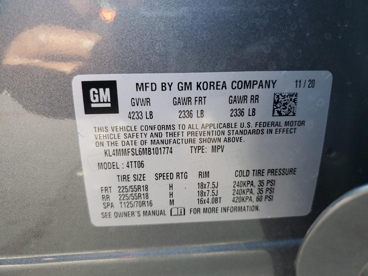 2021 Buick Encore Gx Essence VIN: KL4MMFSL6MB101774 Lot: 61691684