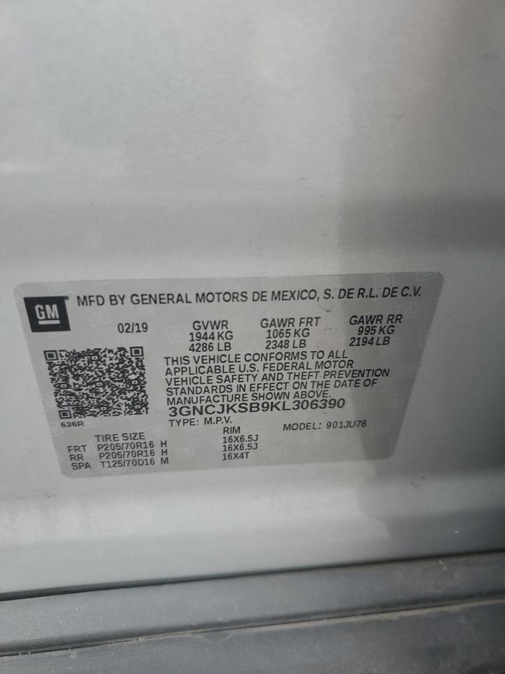 2019 Chevrolet Trax Ls VIN: 3GNCJKSB9KL306390 Lot: 64762944