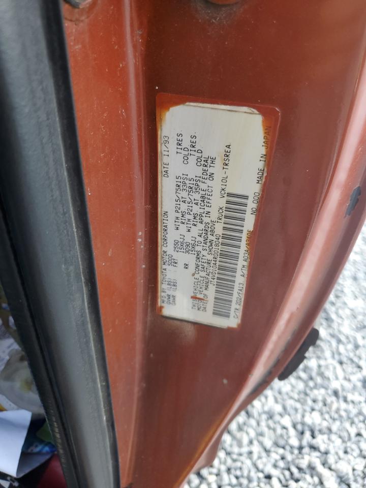 1994 Toyota T100 Dx VIN: JT4VD10A4R0018040 Lot: 63033634