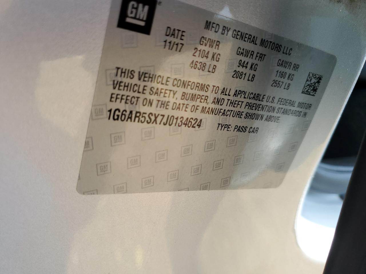 2018 Cadillac Cts Luxury VIN: 1G6AR5SX7J0134624 Lot: 62941704