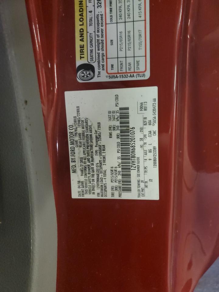 2008 Ford Mustang VIN: 1ZVHT80N685201076 Lot: 64102734