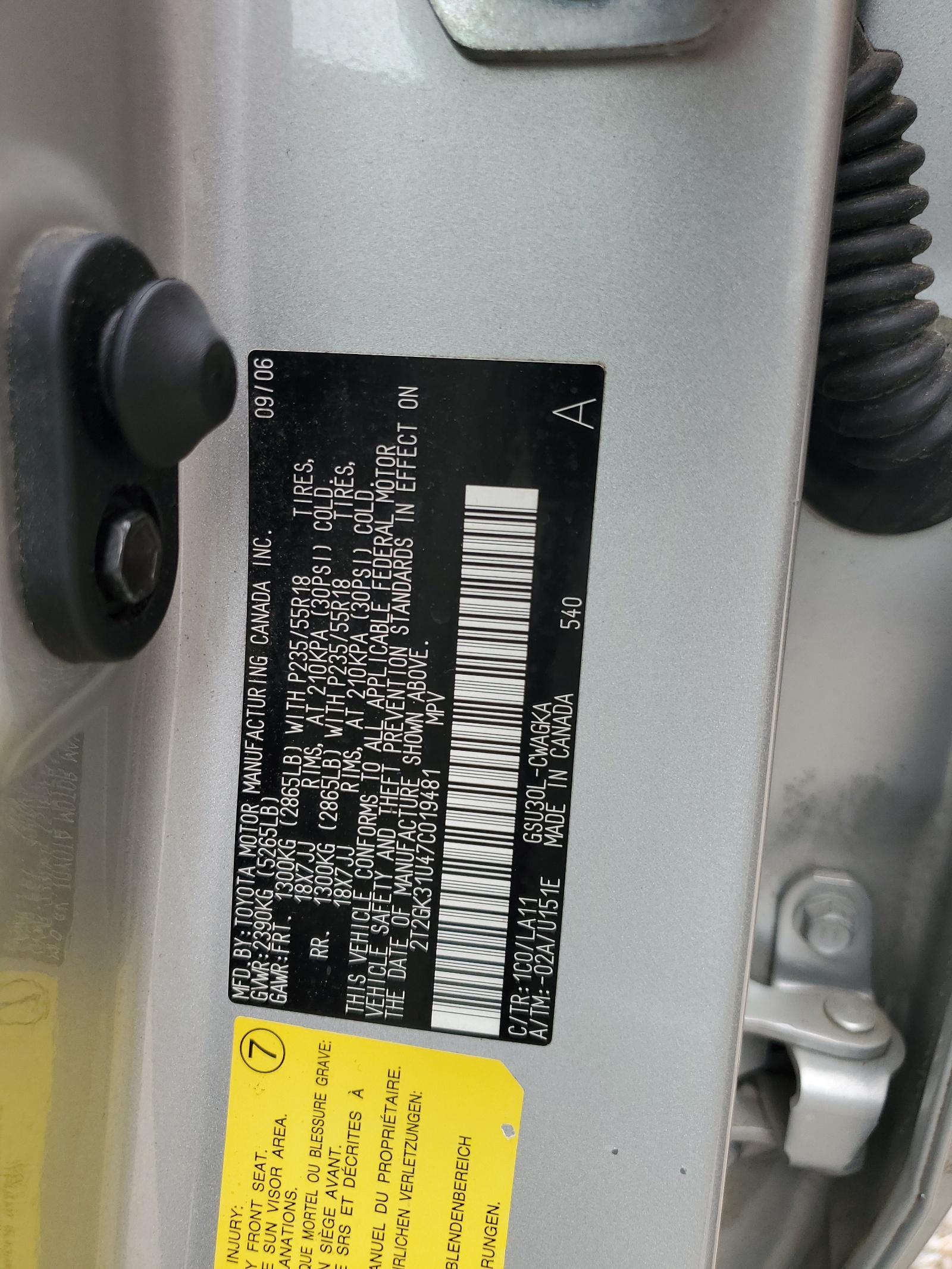 2T2GK31U47C019481 2007 Lexus Rx 350