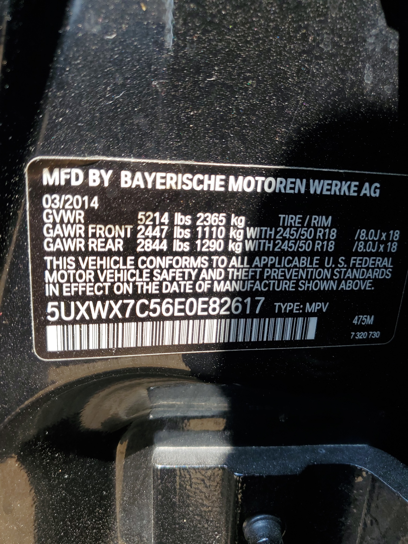 5UXWX7C56E0E82617 2014 BMW X3 xDrive35I