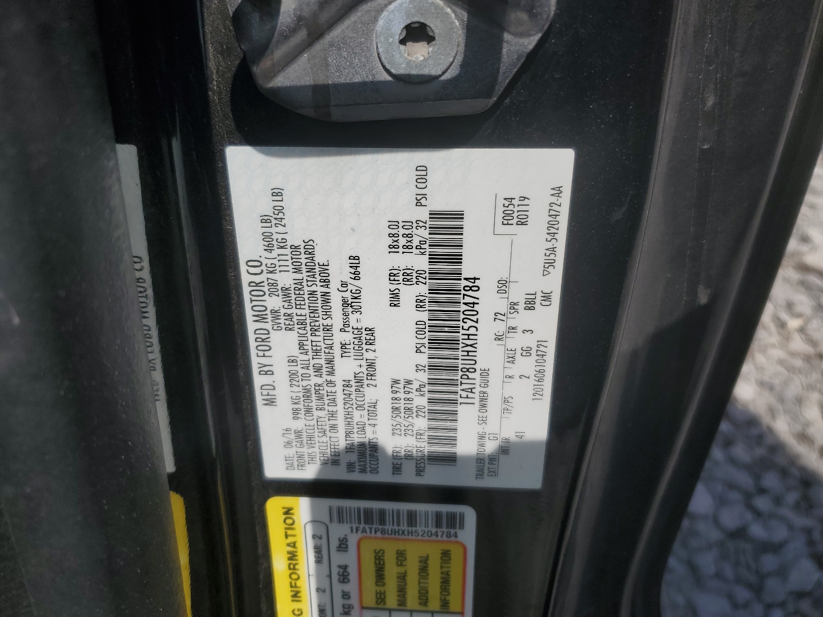 1FATP8UHXH5204784 2017 Ford Mustang