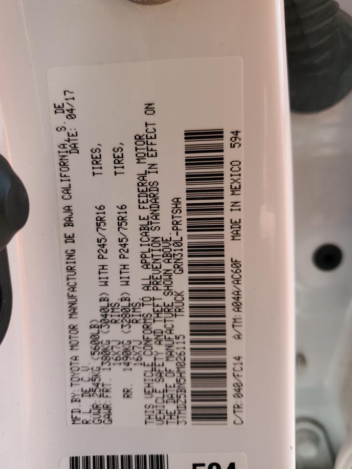 2017 Toyota Tacoma Double Cab VIN: 3TMDZ5BN5HM026115 Lot: 62261824