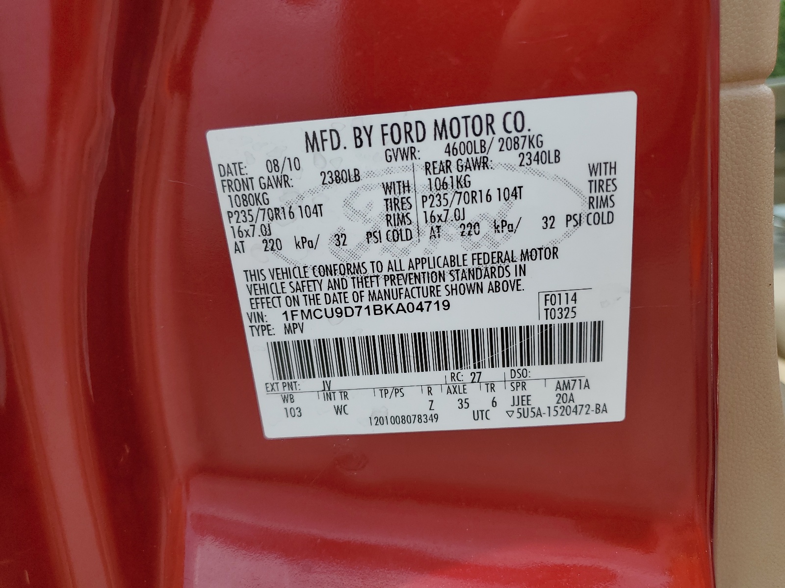 1FMCU9D71BKA04719 2011 Ford Escape Xlt