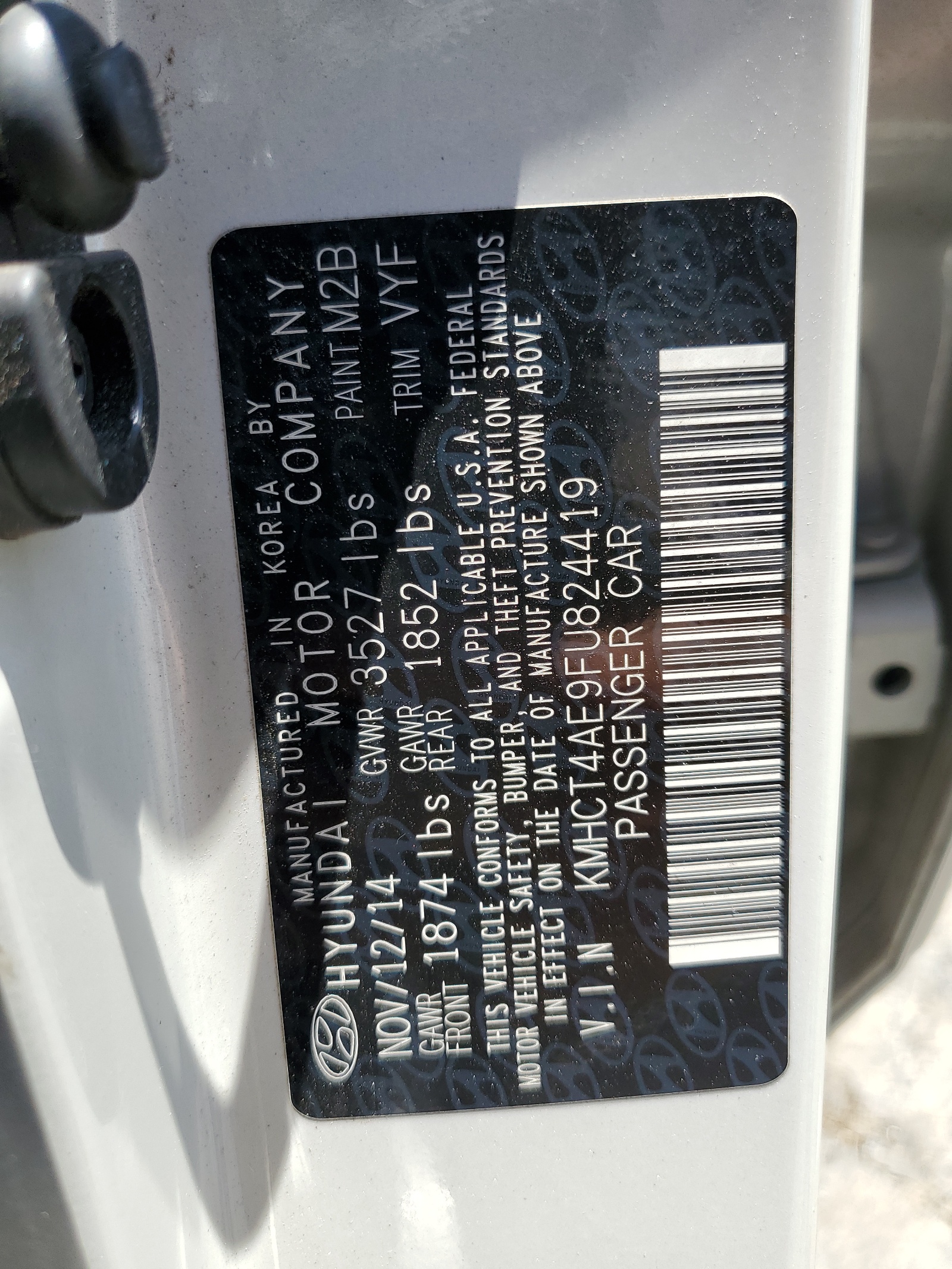 KMHCT4AE9FU824419 2015 Hyundai Accent Gls