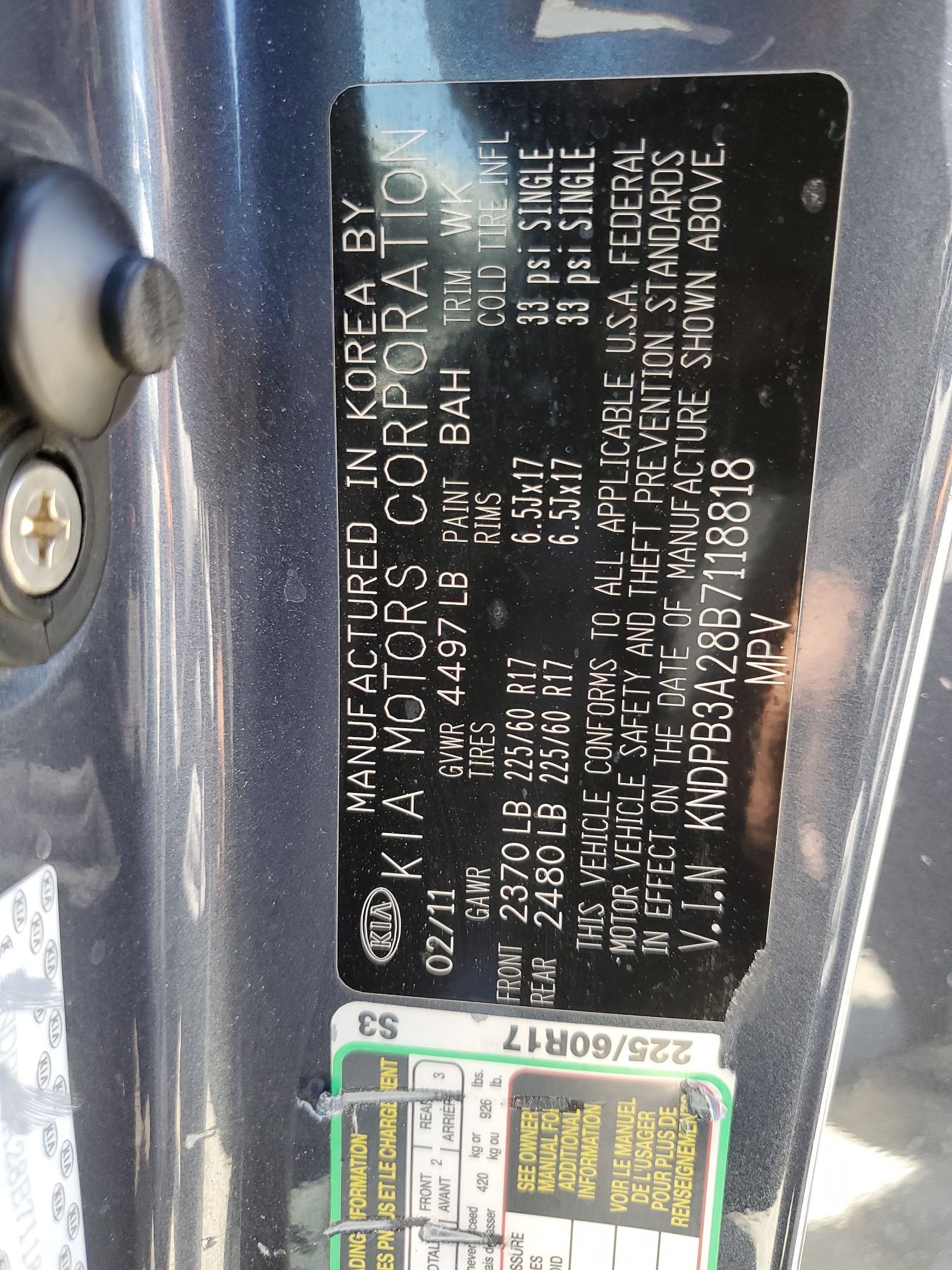 KNDPB3A28B7118818 2011 Kia Sportage Lx