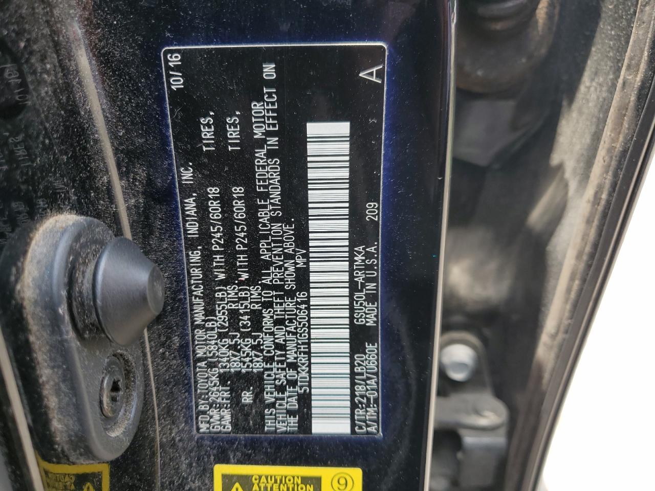 2016 Toyota Highlander Xle VIN: 5TDKKRFH1GS506416 Lot: 64233084