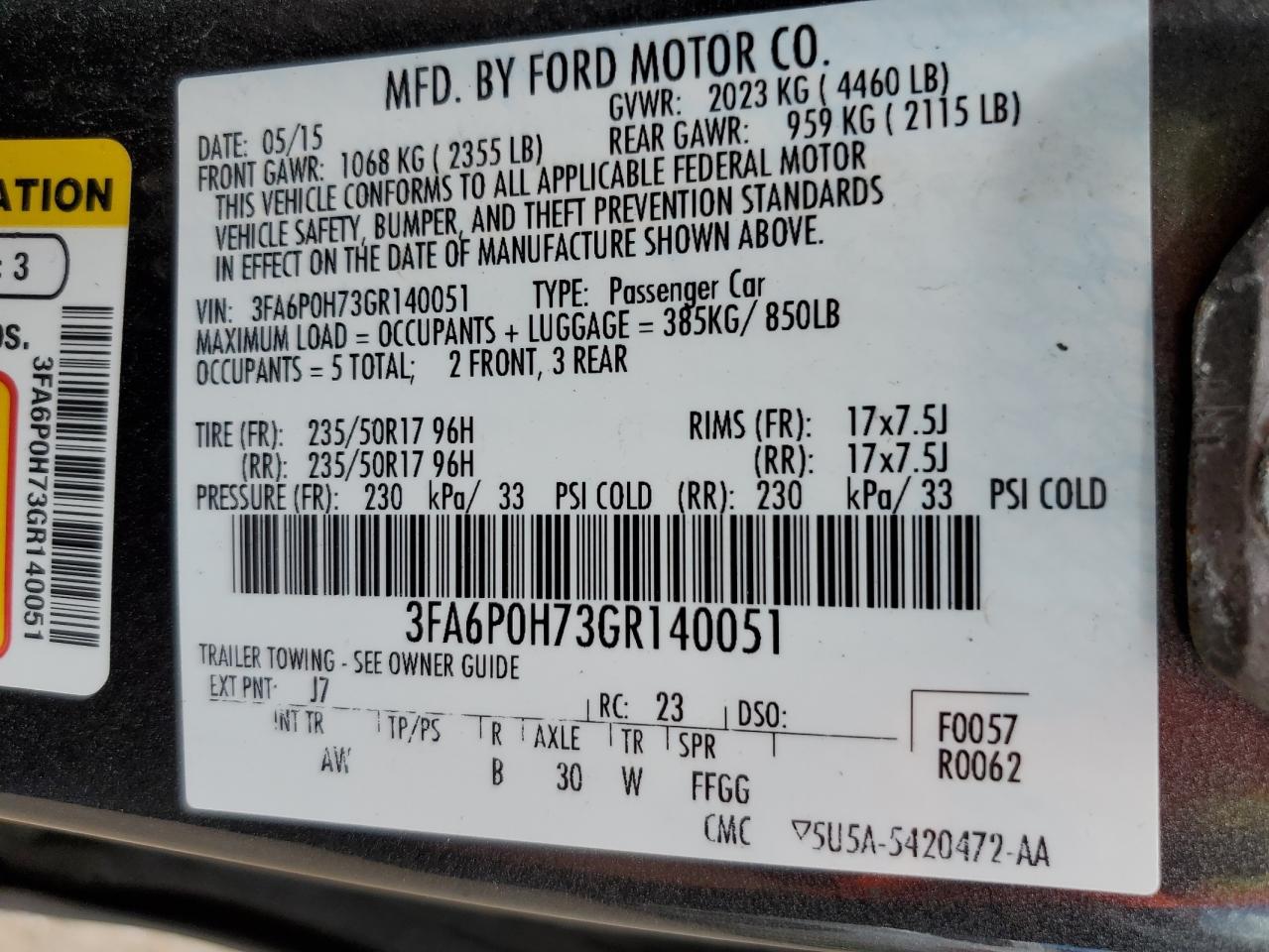 2016 Ford Fusion Se VIN: 3FA6P0H73GR140051 Lot: 64667734