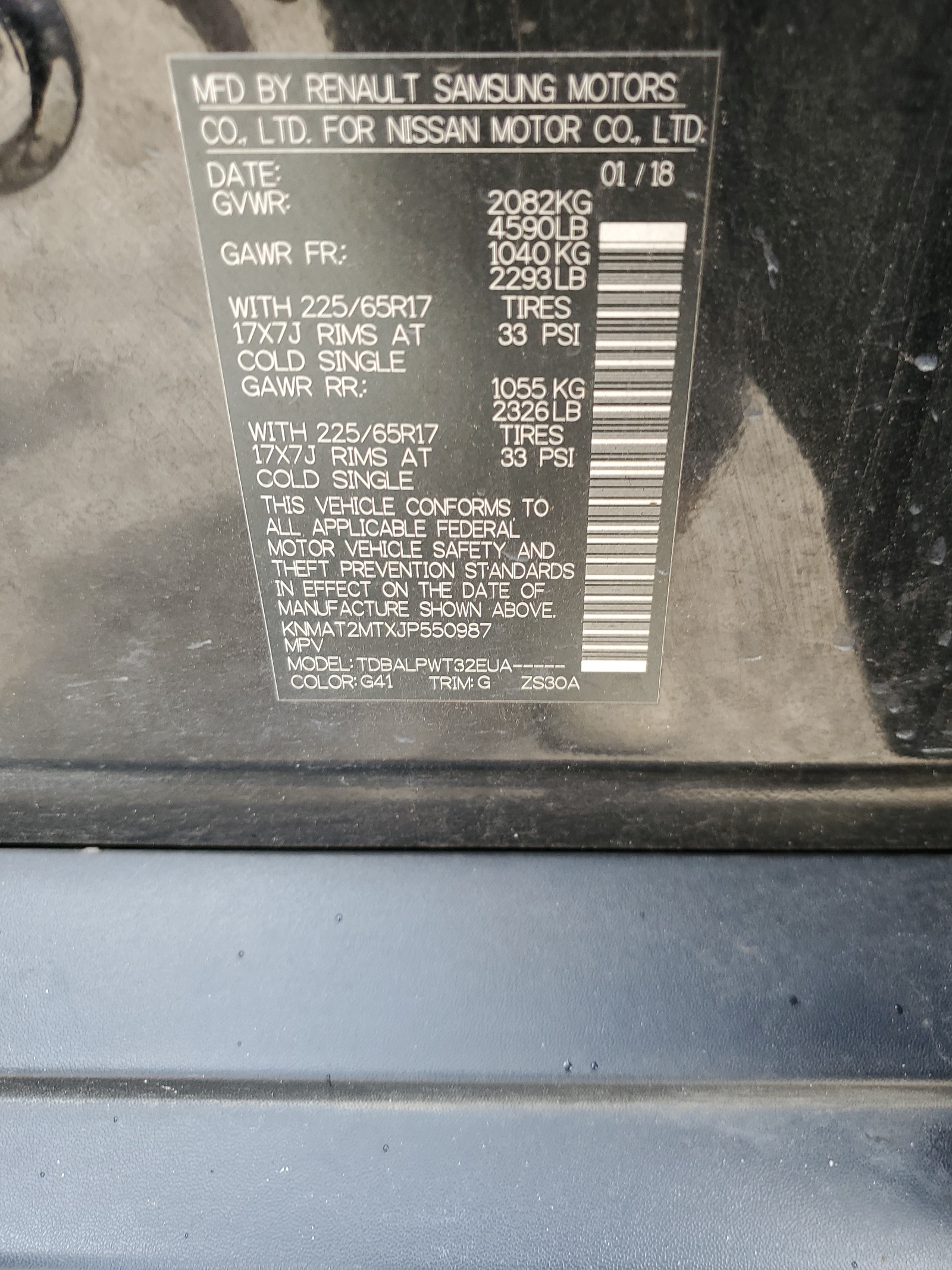 KNMAT2MTXJP550987 2018 Nissan Rogue S