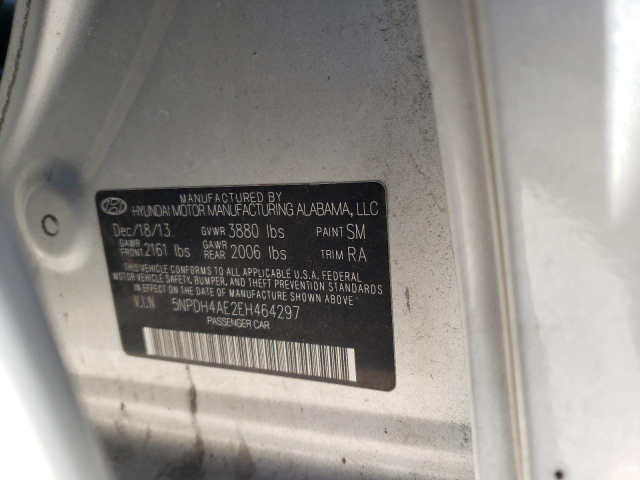 2014 Hyundai Elantra Se VIN: 5NPDH4AE2EH464297 Lot: 61411114