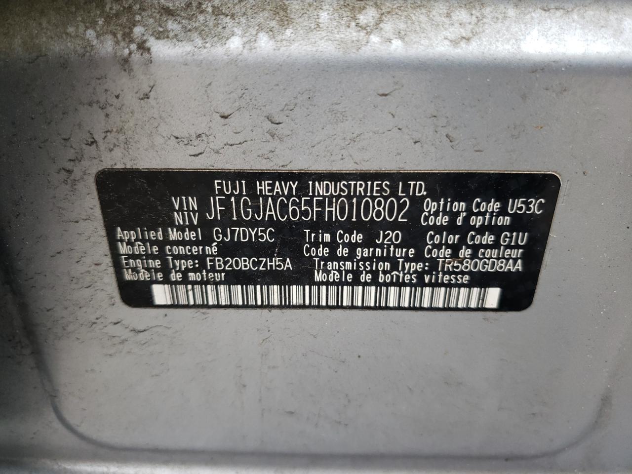 2015 Subaru Impreza Premium VIN: JF1GJAC65FH010802 Lot: 64660154