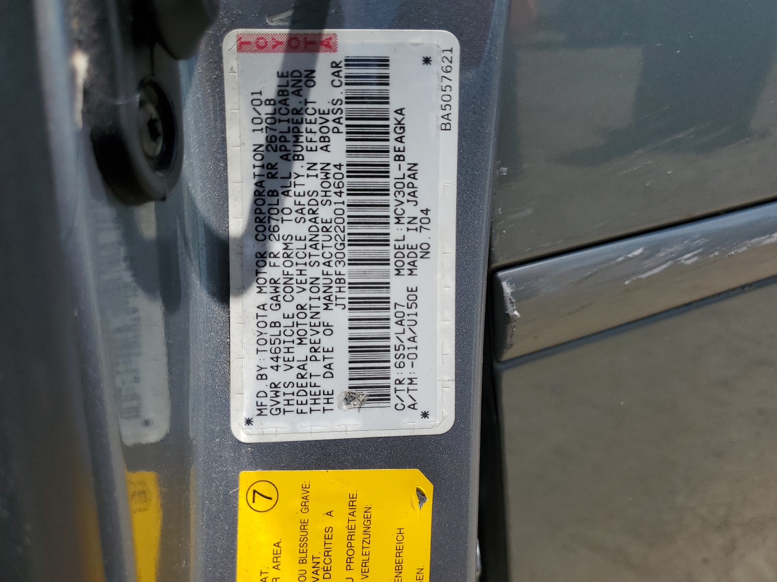 JTHBF30G220014604 2002 Lexus Es 300