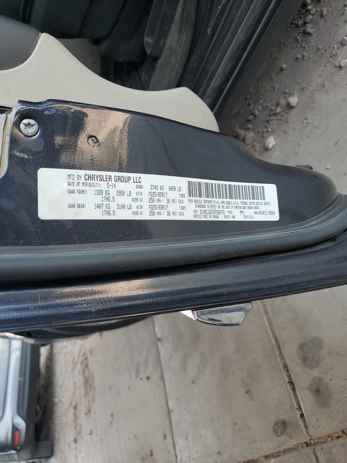 2C4RC1BG7ER382751 2014 Chrysler Town & Country Touring