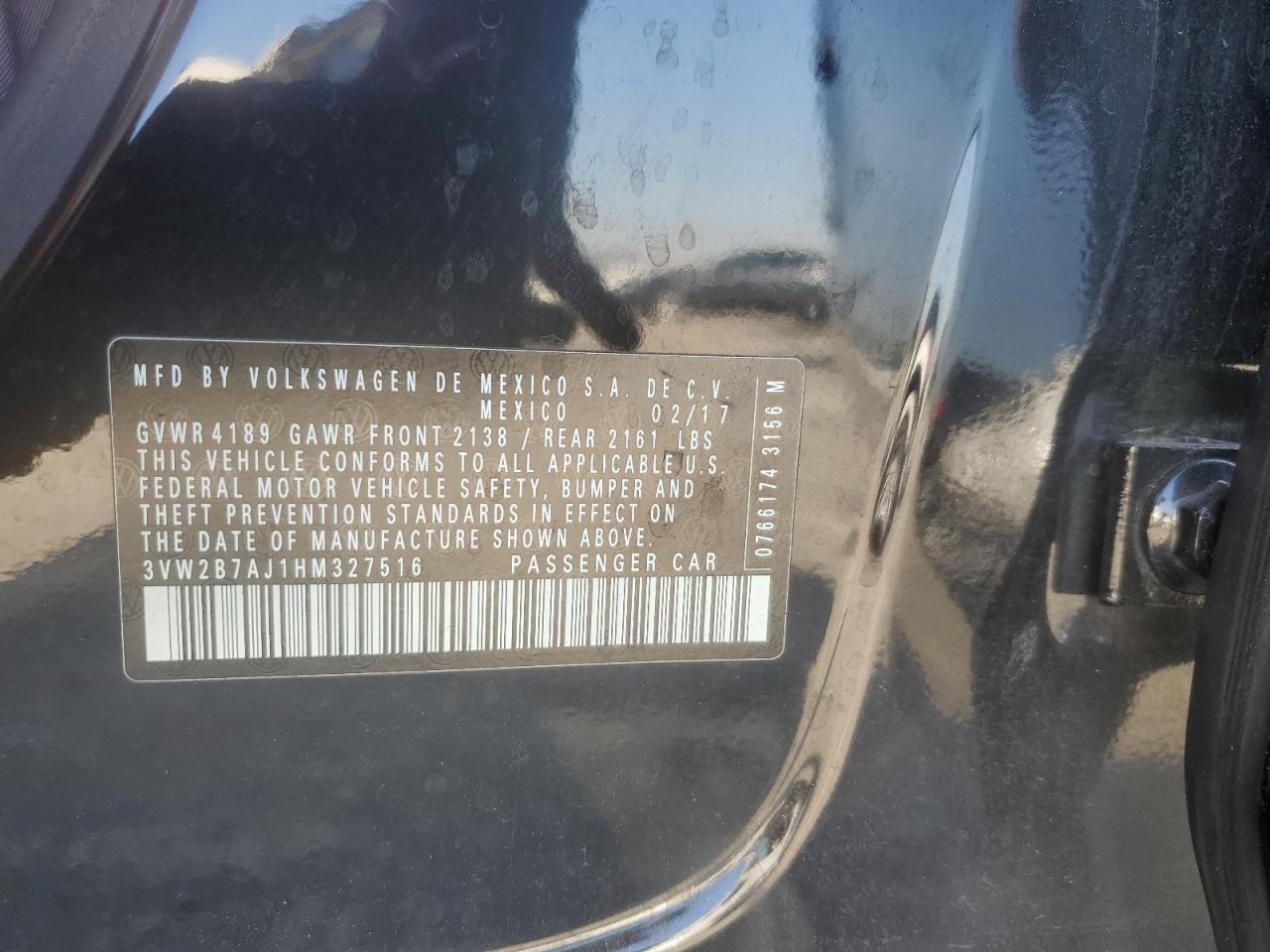 2017 Volkswagen Jetta S VIN: 3VW2B7AJ1HM327516 Lot: 62286594