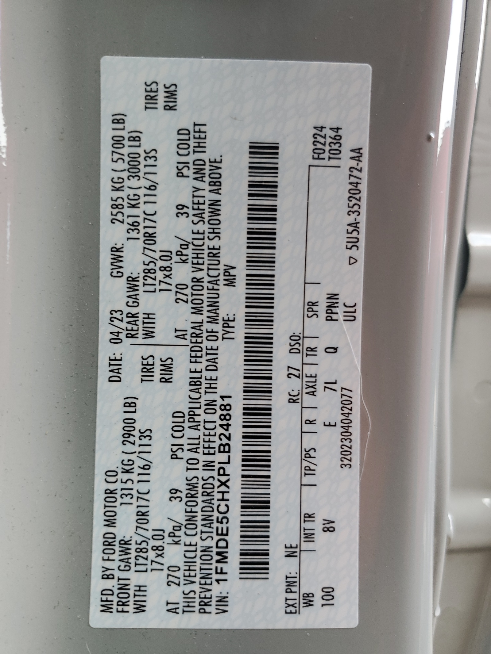 1FMDE5CHXPLB24881 2023 Ford Bronco Base