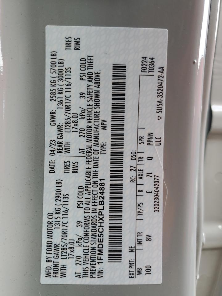 2023 Ford Bronco Base VIN: 1FMDE5CHXPLB24881 Lot: 63250724