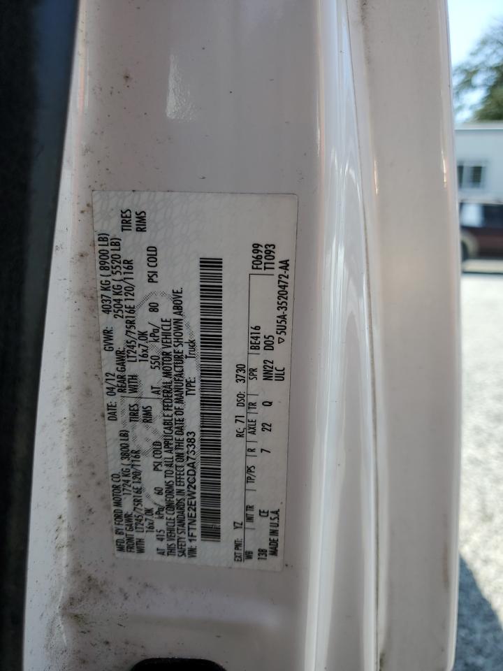 2012 Ford Econoline E250 Van VIN: 1FTNE2EW2CDA73383 Lot: 62710574