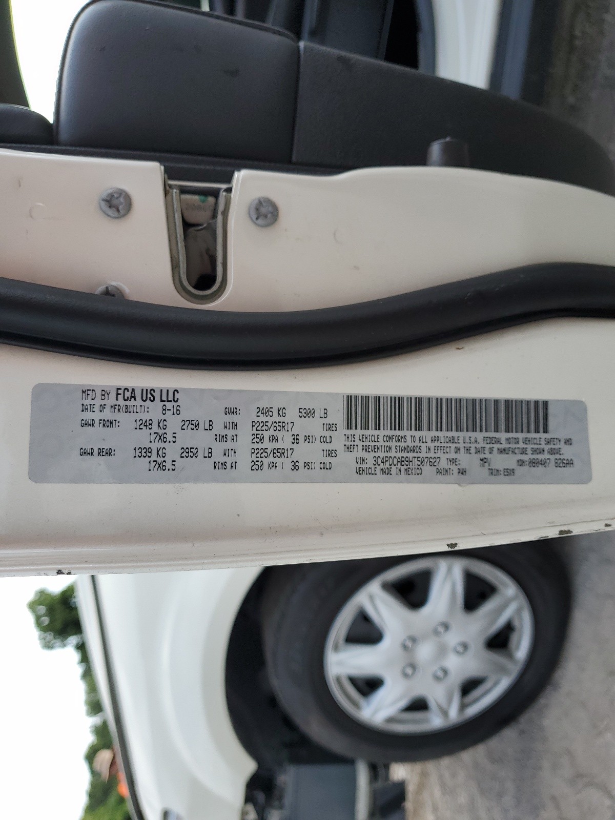 3C4PDCAB9HT507627 2017 Dodge Journey Se