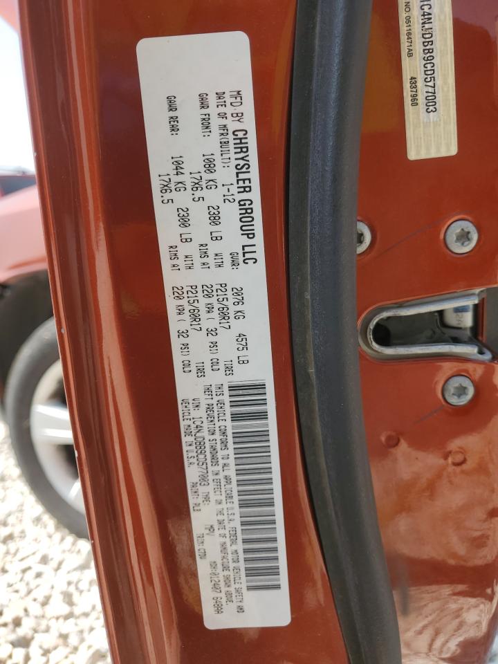 2012 Jeep Compass Sport VIN: 1C4NJDBB9CD577003 Lot: 63634624