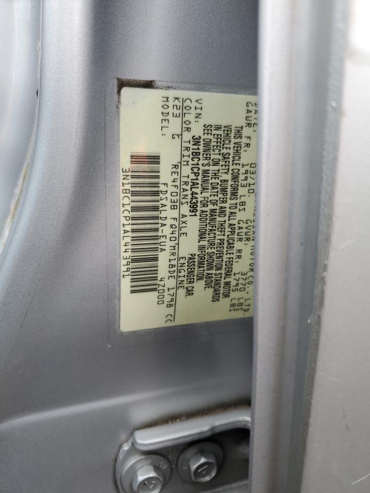 2010 Nissan Versa S VIN: 3N1BC1CP1AL443991 Lot: 63671414