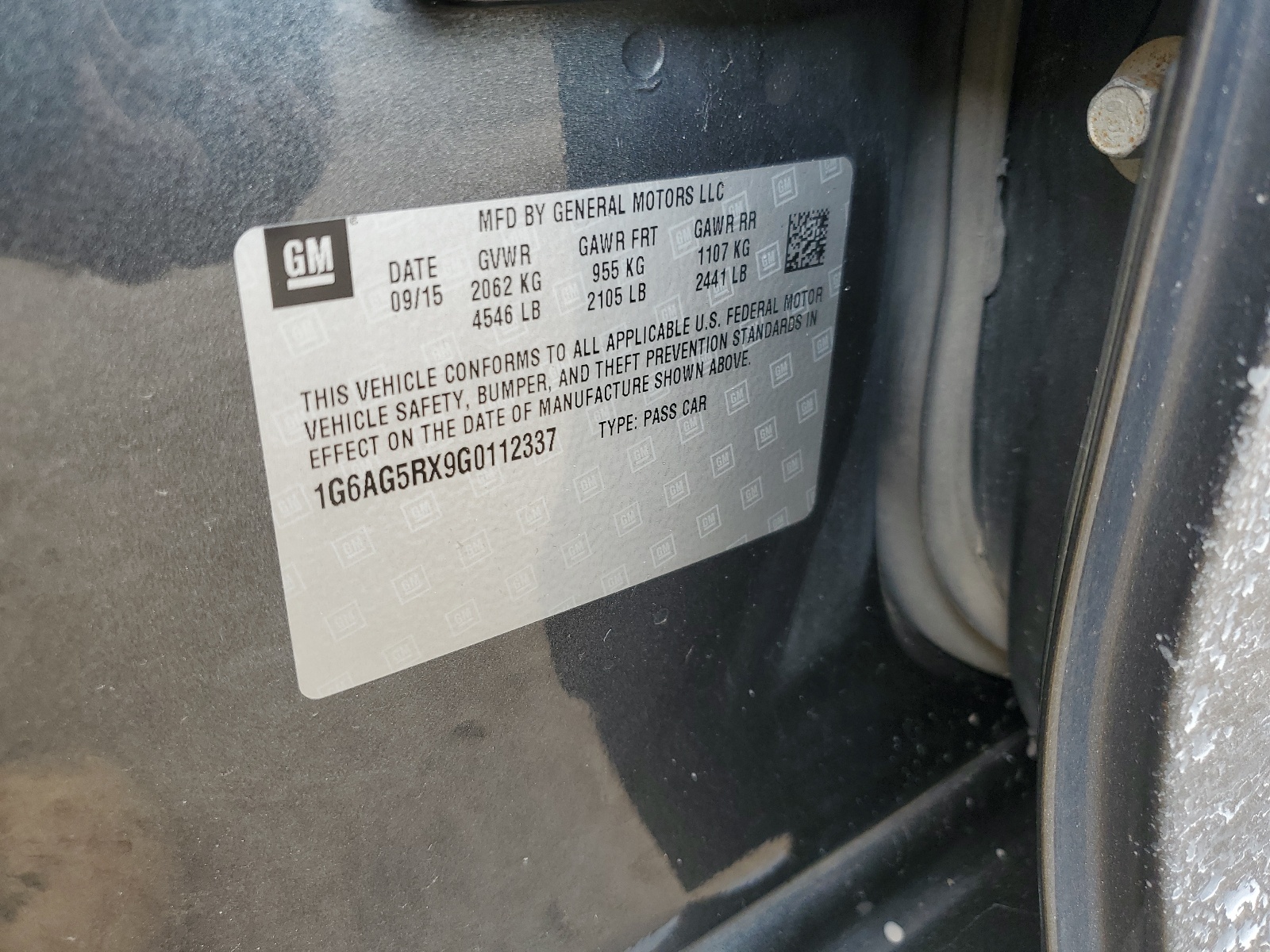 1G6AG5RX9G0112337 2016 Cadillac Ats