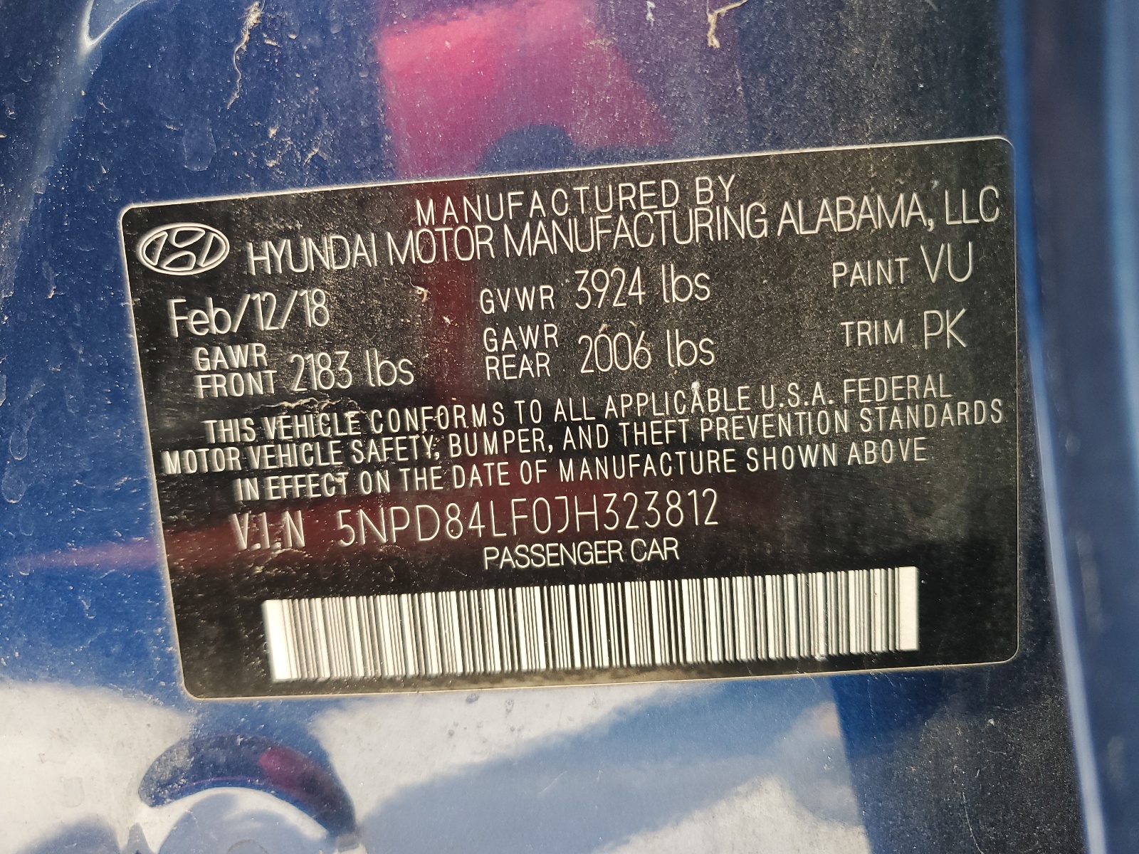 5NPD84LF0JH323812 2018 Hyundai Elantra Sel