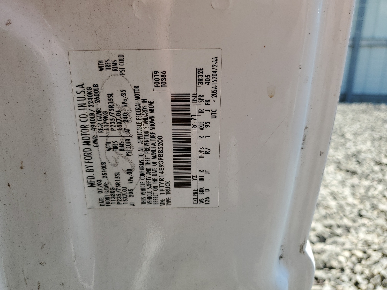 1FTYR14E93PB85200 2003 Ford Ranger Super Cab