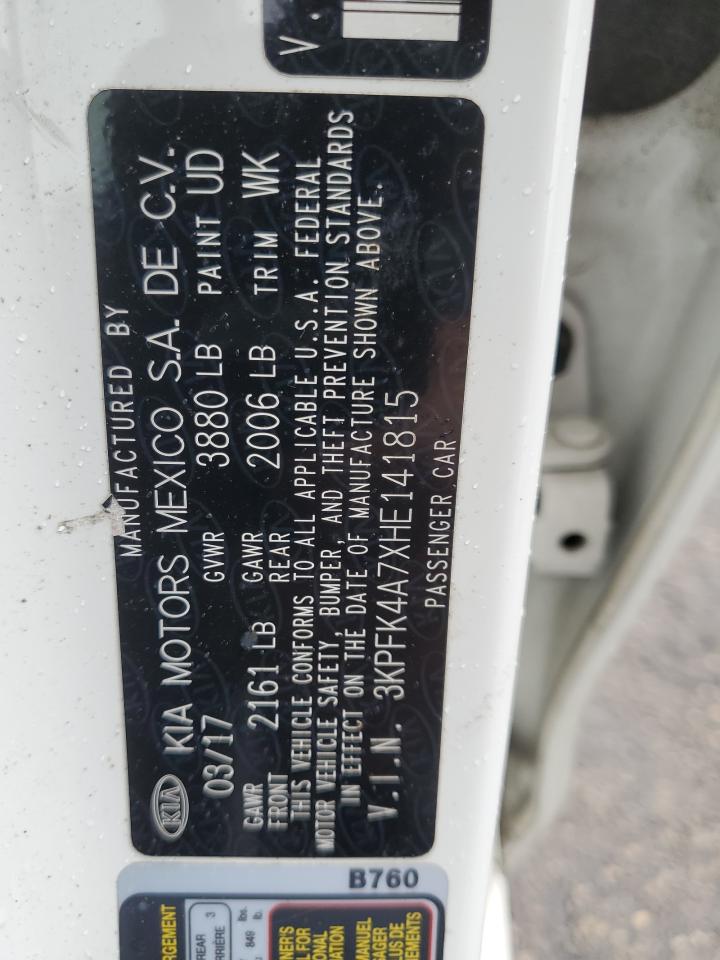2017 Kia Forte Lx VIN: 3KPFK4A7XHE141815 Lot: 62320634