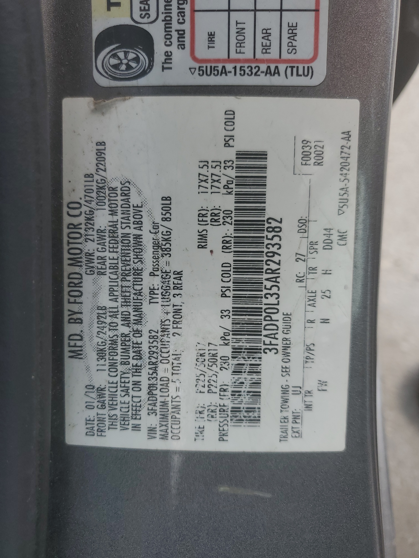 3FADP0L35AR293582 2010 Ford Fusion Hybrid
