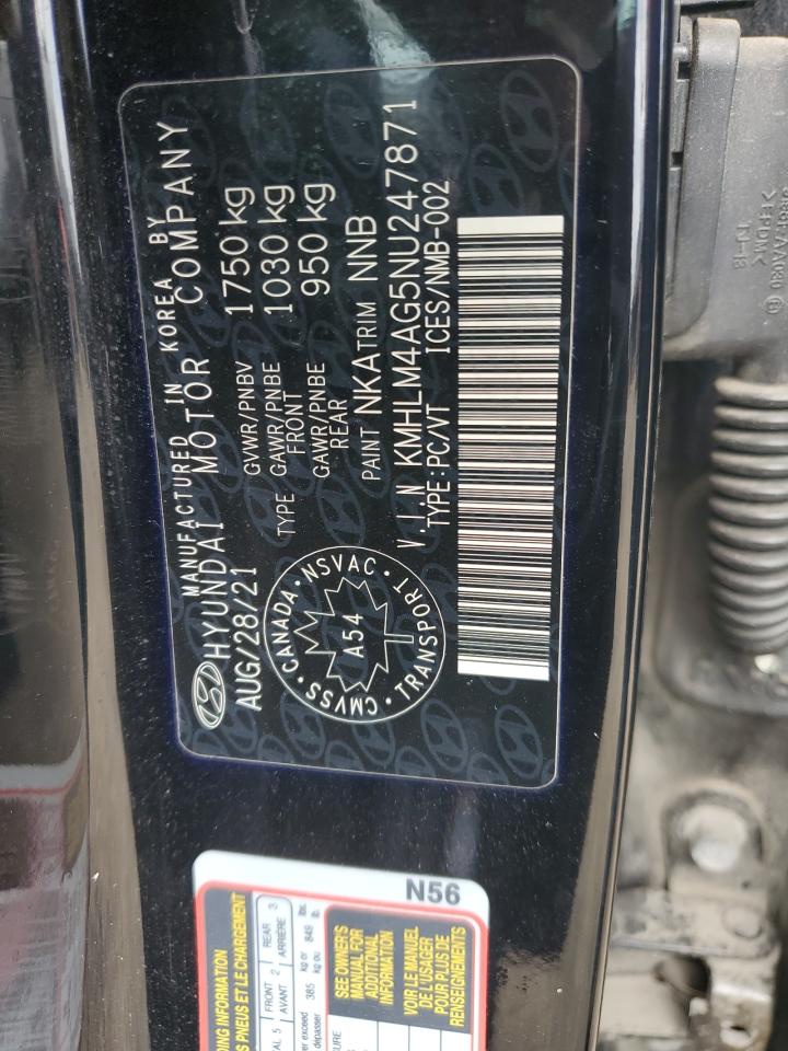 2022 Hyundai Elantra Sel VIN: KMHLM4AG5NU247871 Lot: 64151324