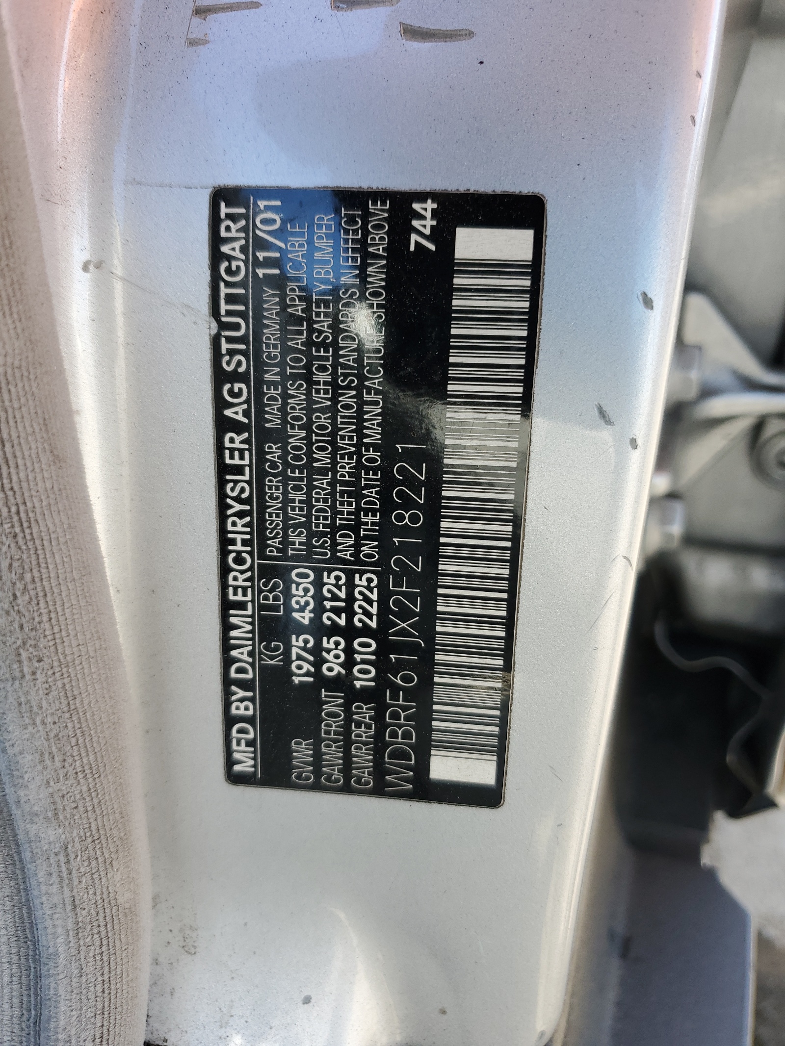 WDBRF61JX2F218221 2002 Mercedes-Benz C 240