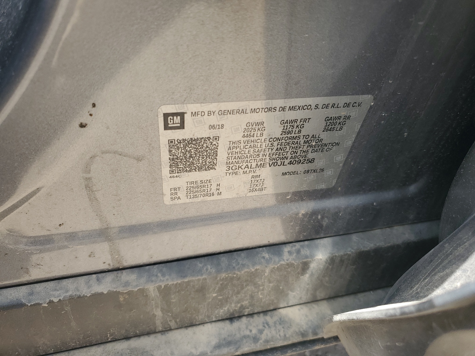 3GKALMEV0JL409258 2018 GMC Terrain Sle