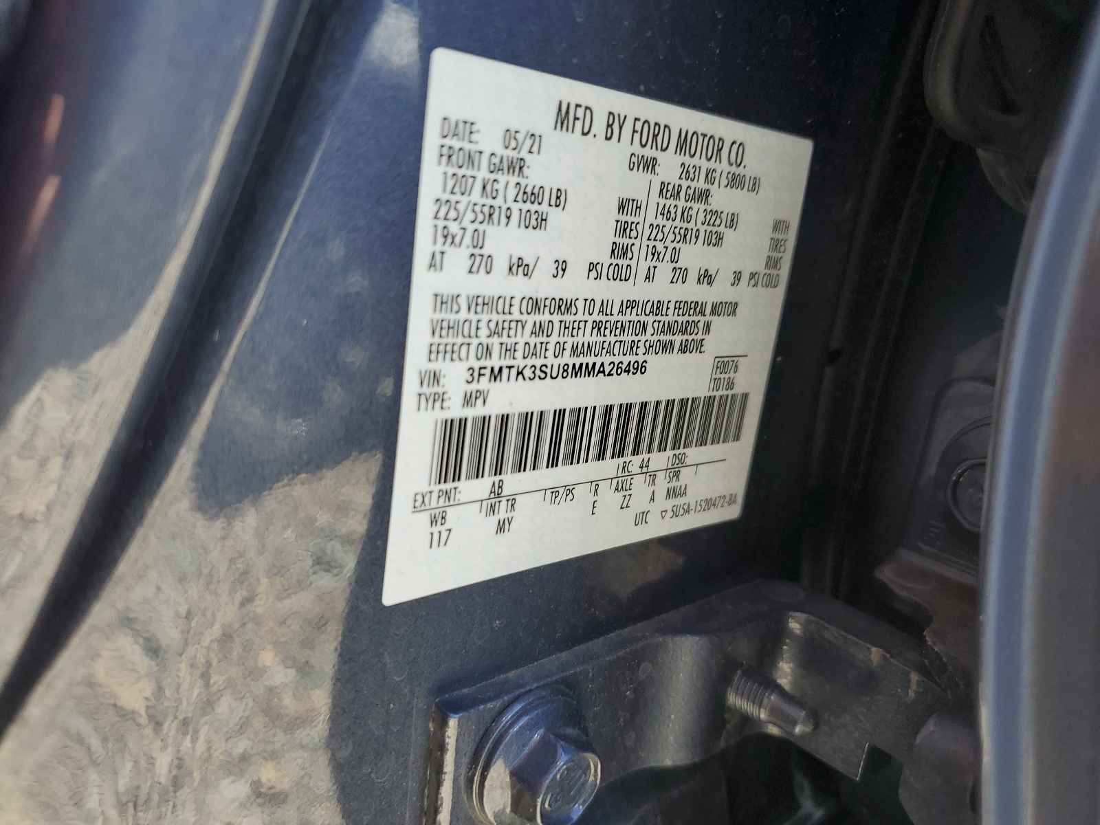 3FMTK3SU8MMA26496 2021 Ford Mustang Mach-E Premium