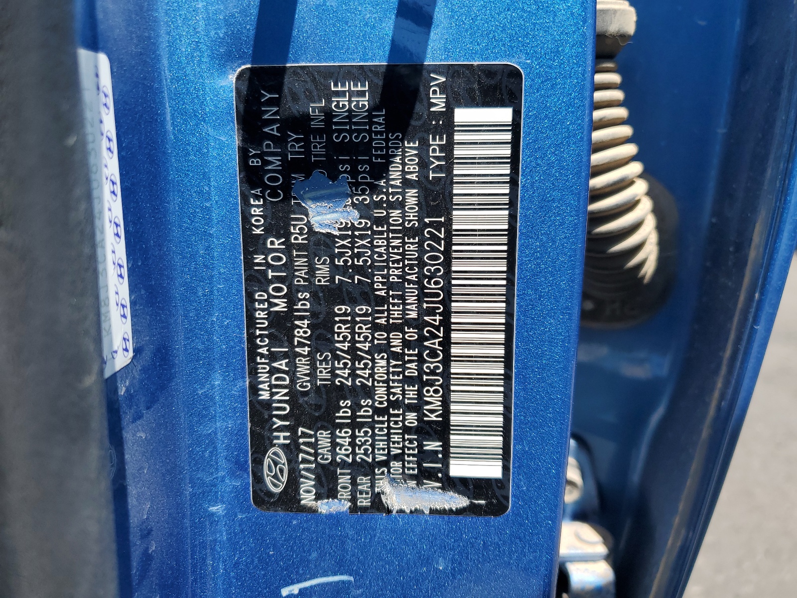 KM8J3CA24JU630221 2018 Hyundai Tucson Value