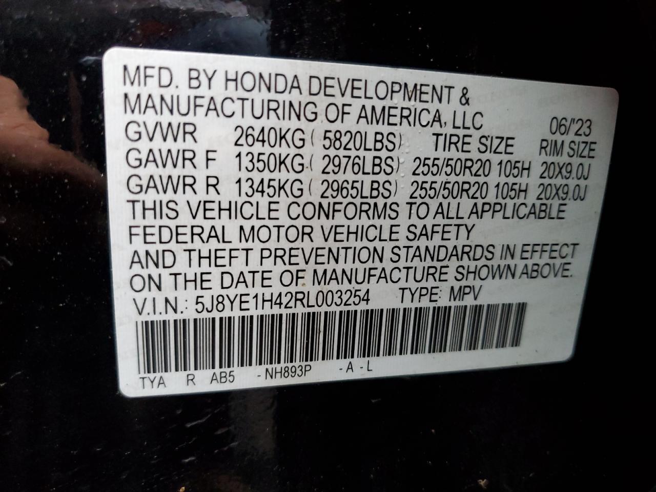 2024 Acura Mdx Technology VIN: 5J8YE1H42RL003254 Lot: 64443634