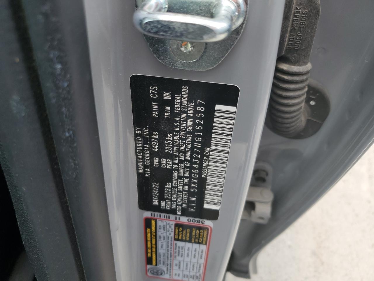 2022 Kia K5 Gt Line VIN: 5XXG64J27NG162587 Lot: 62849504