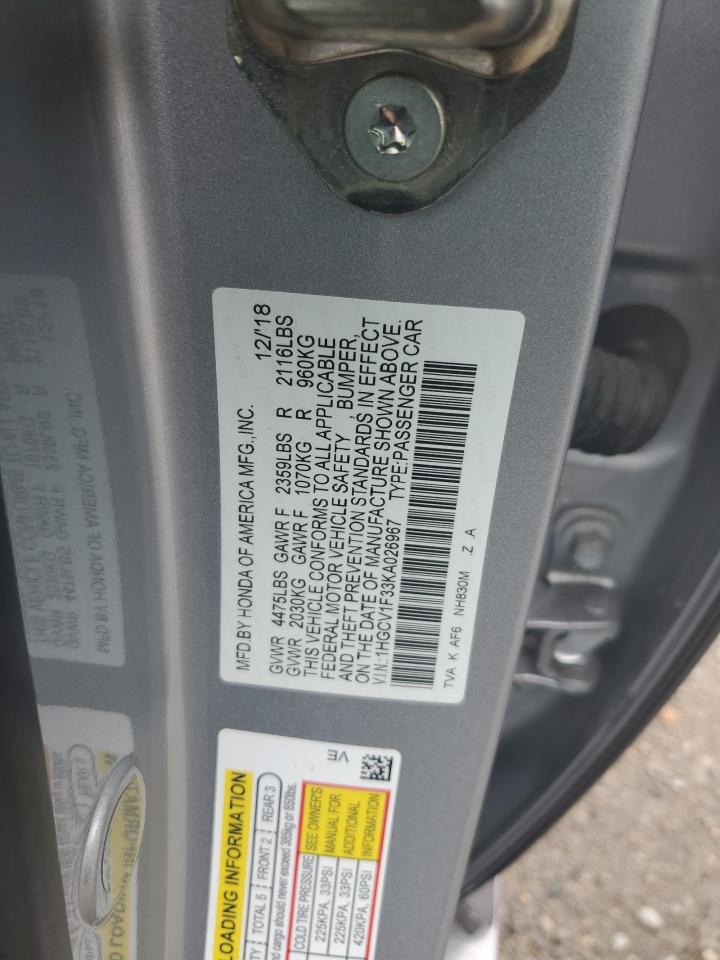 1HGCV1F33KA026967 2019 Honda Accord Sport