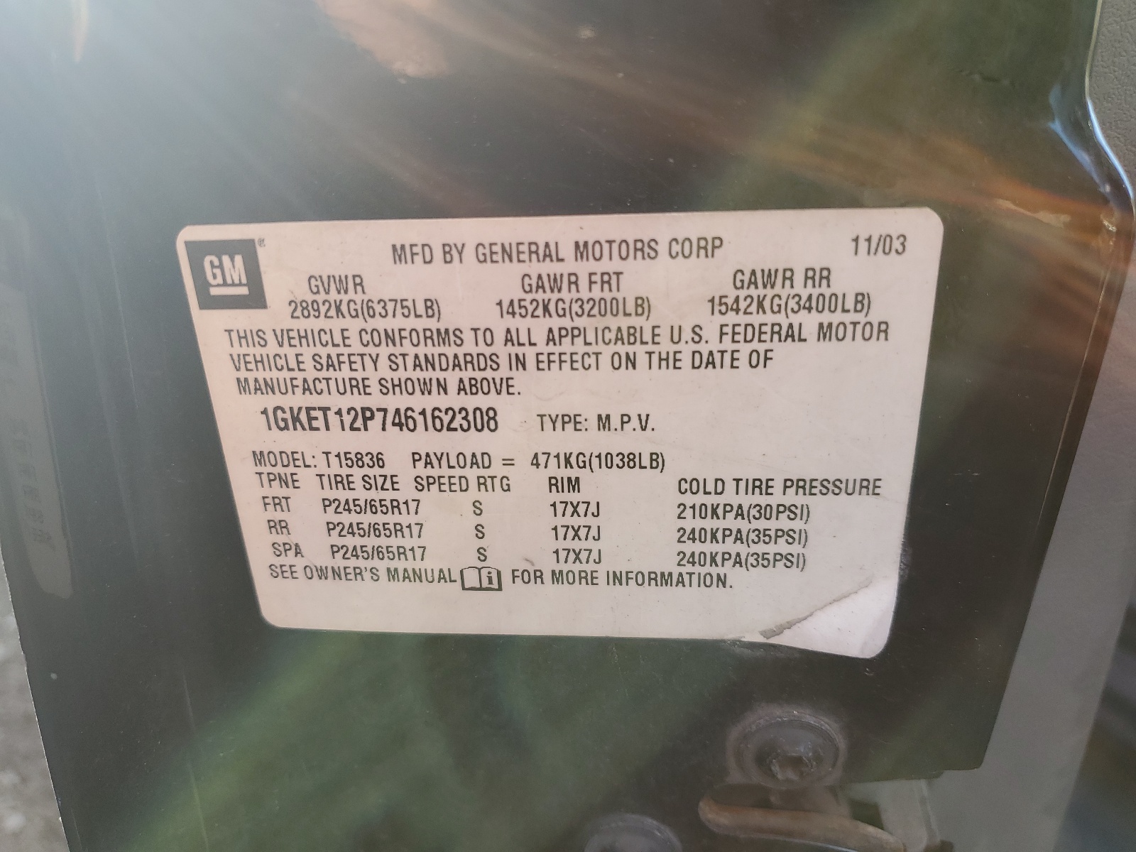 1GKET12P746162308 2004 GMC Envoy Xuv