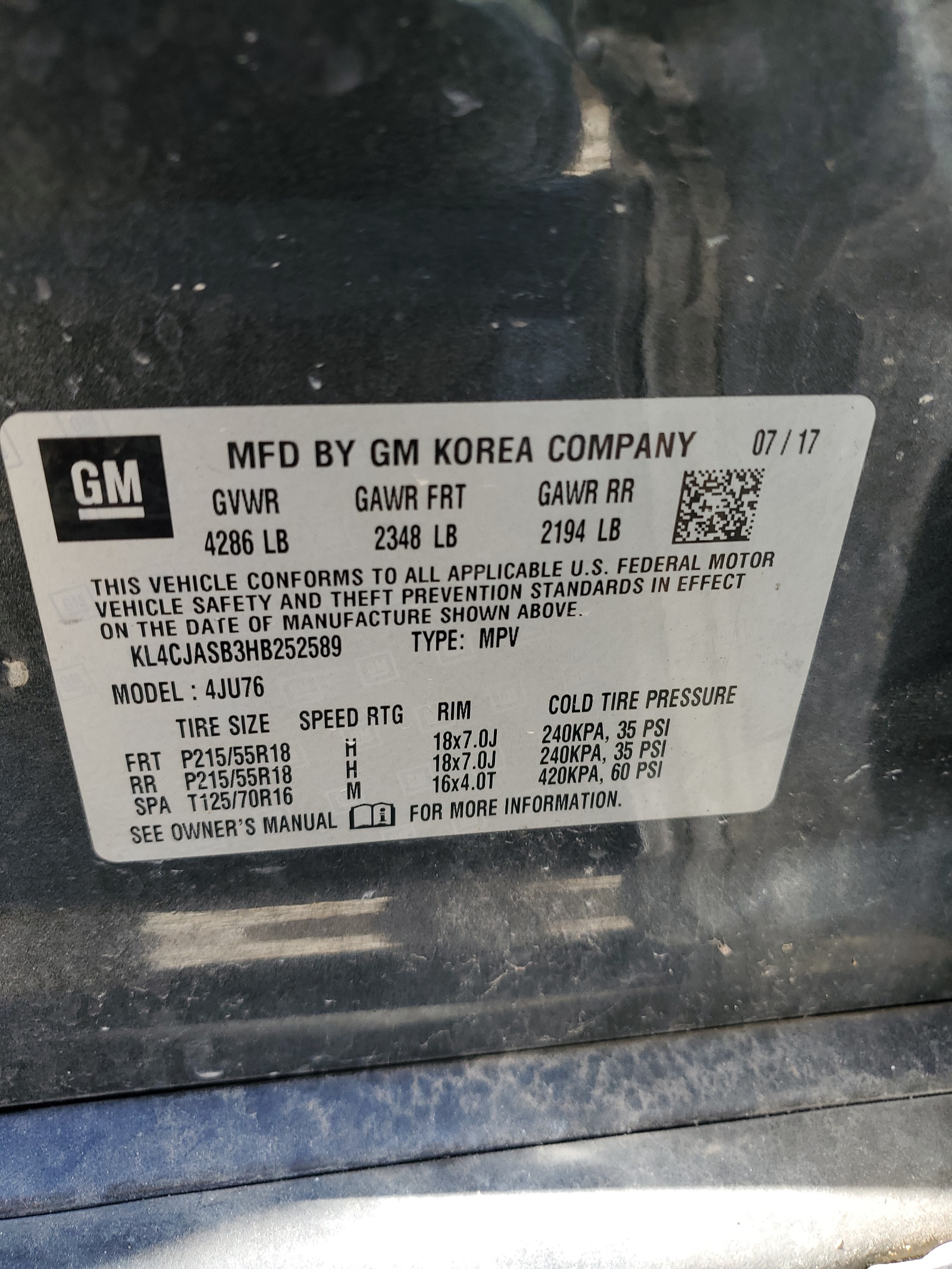 KL4CJASB3HB252589 2017 Buick Encore Preferred