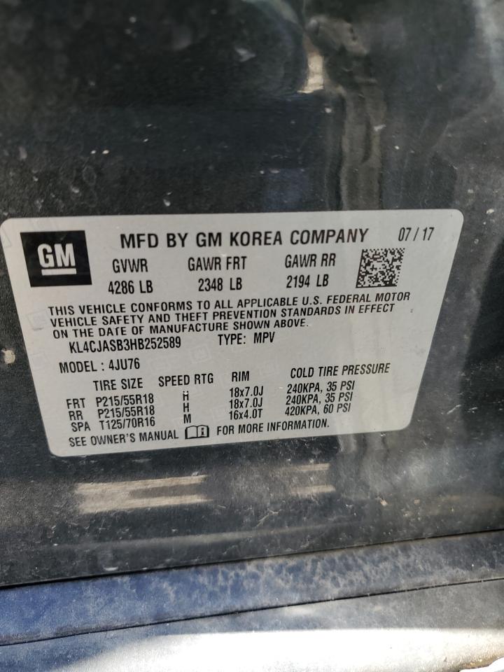 2017 Buick Encore Preferred VIN: KL4CJASB3HB252589 Lot: 61934714