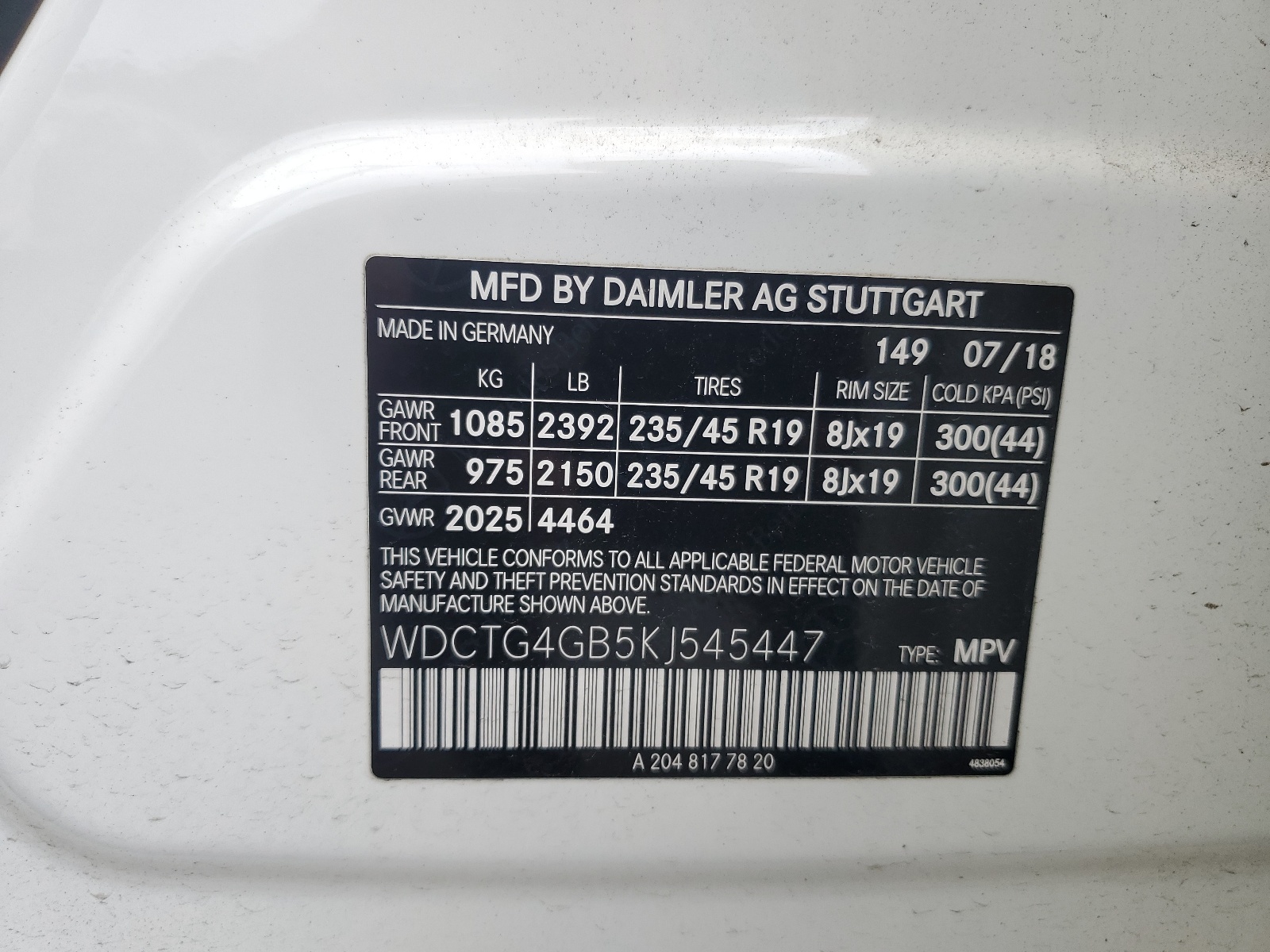 WDCTG4GB5KJ545447 2019 Mercedes-Benz Gla 250 4Matic