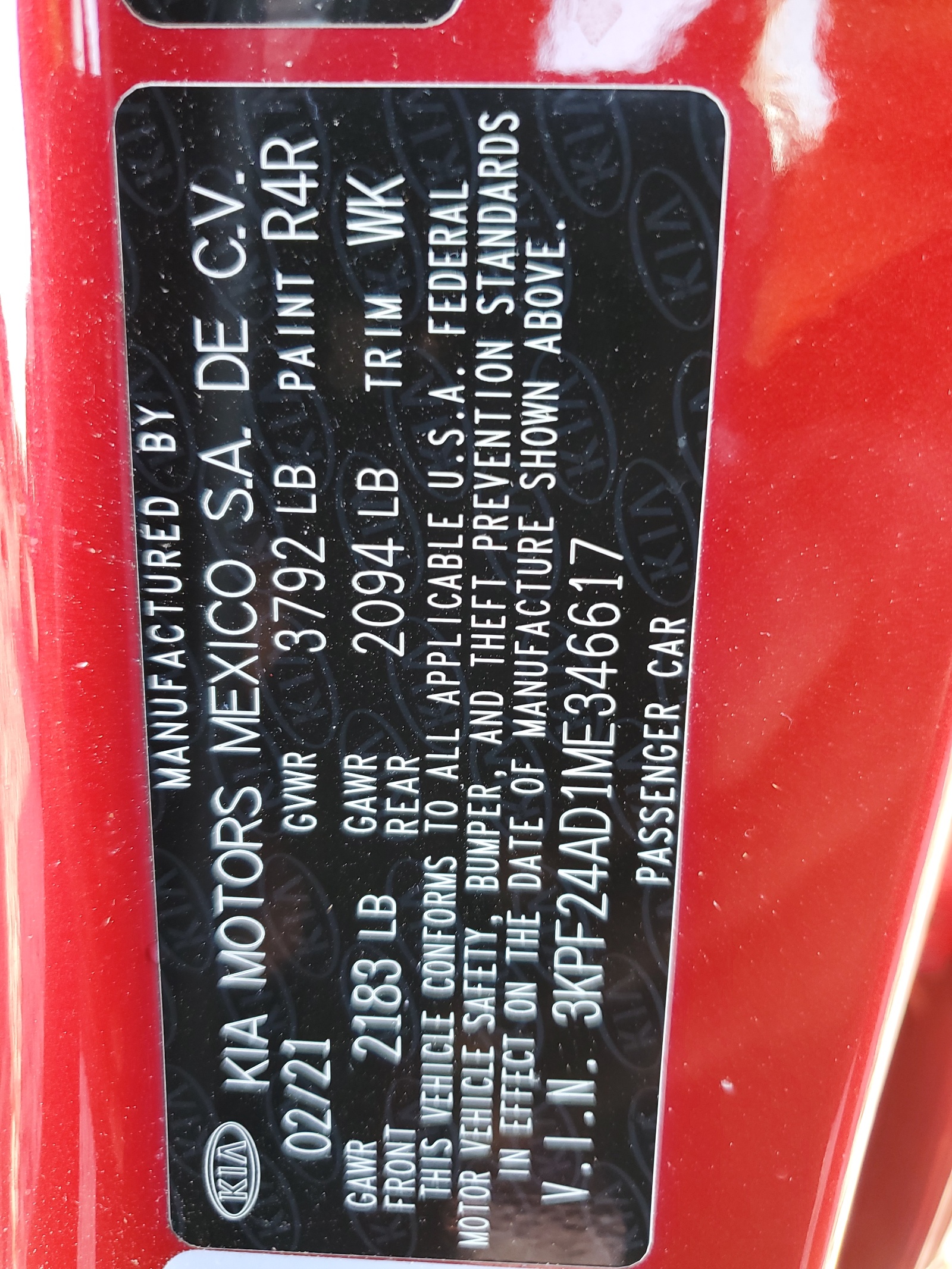 3KPF24AD1ME346617 2021 Kia Forte Fe